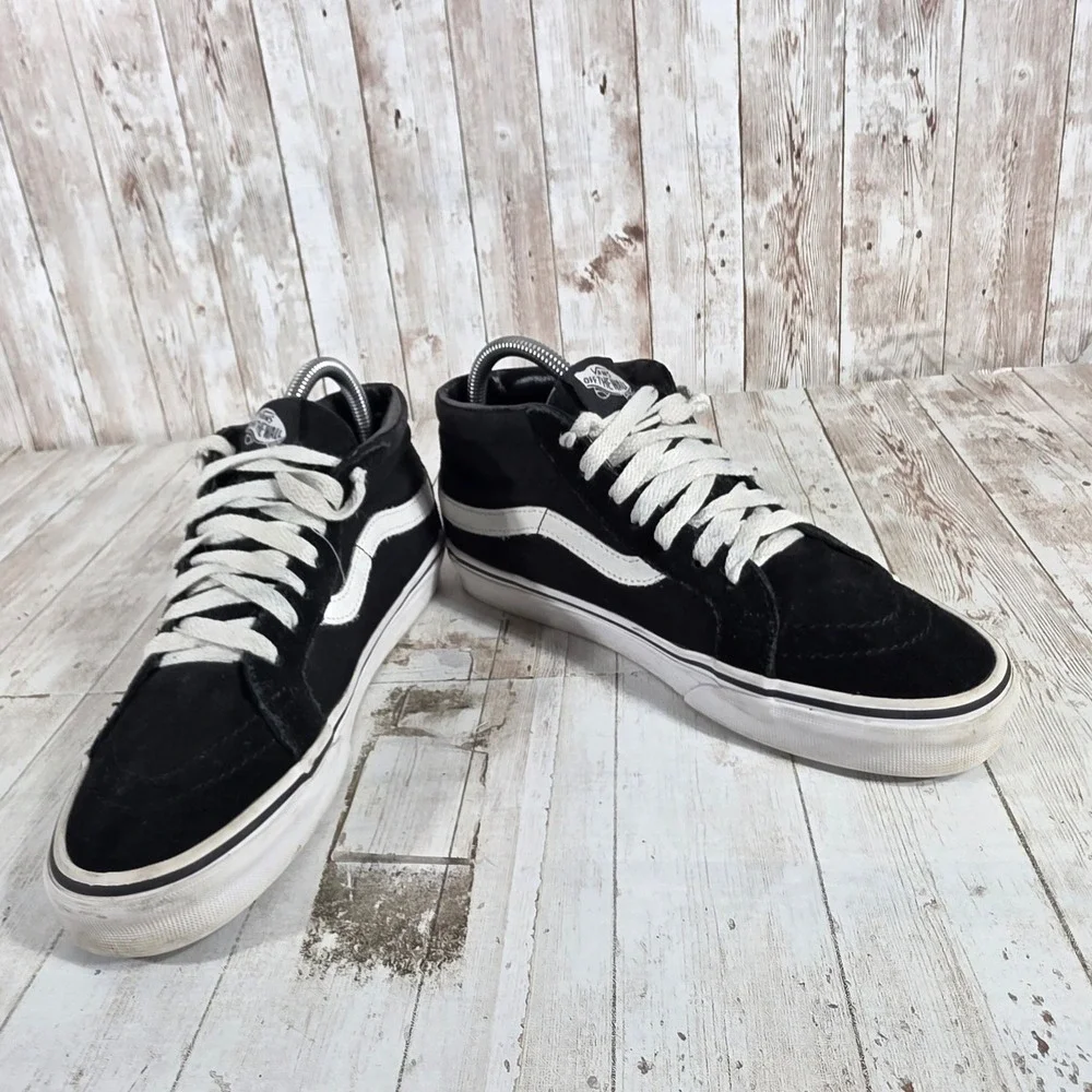 Vans‎ Sk8-Mid Black Rose Embroidered Floral Skate Shoes Womens 7 Mens 5.5